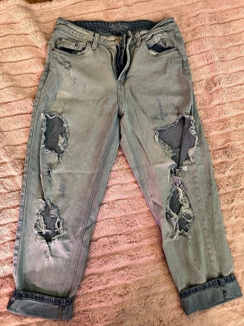 Wild Fable High-Rise Distressed Mom Jeans Blue